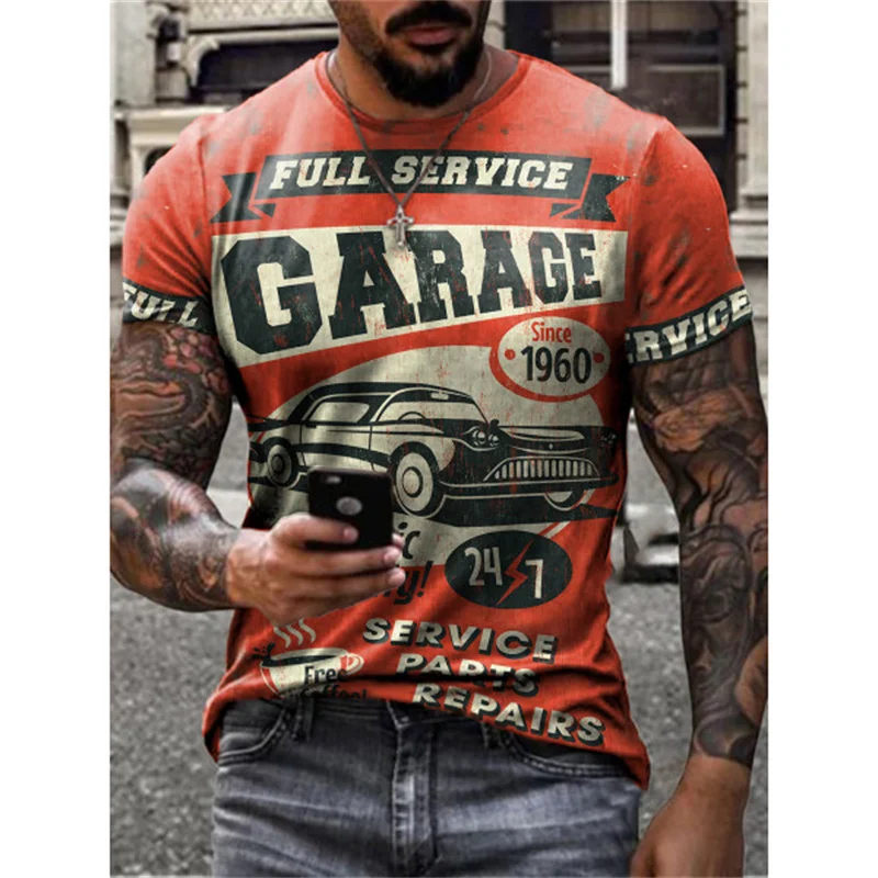 Route 66 Print Summer Men T Shirts Vintage 3d Printed Casual Short Sleeve Tee Shirt Fashion Outfits Streetwear Oversized Tops