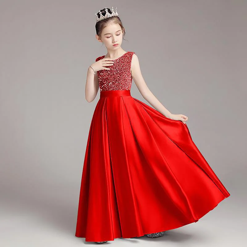 Children Girl Dress Shiny Luxury Princess Dresses Piano Competition Costume Clothes Evening Birthday Party Dresses Daughter Gift