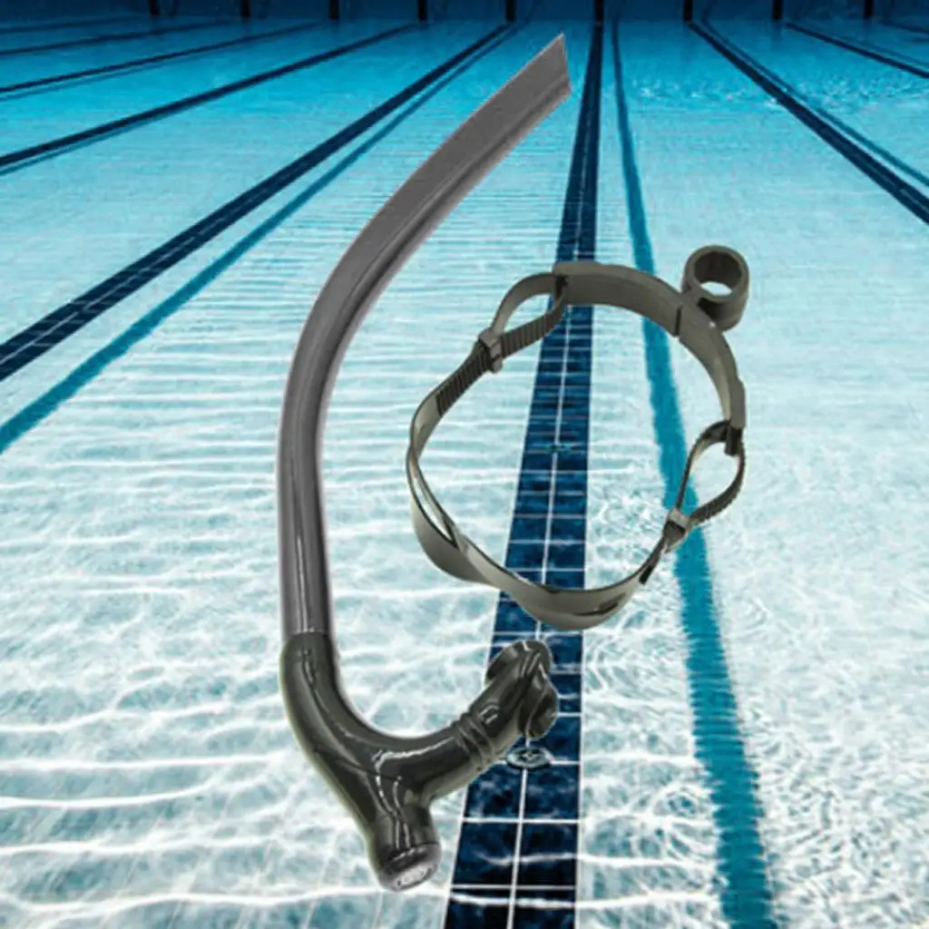 

Swimming Snorkel with Adjustable Strap Silicone Mouthpiece Front Wet Breath Tube