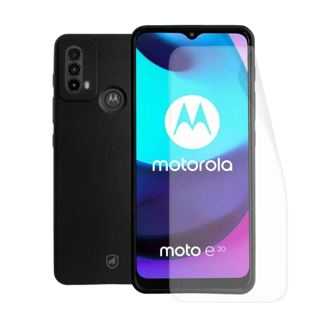 Silicon Veloz and Hydrogel HD Film Case Kit for Motorola Moto E20 - Gshield