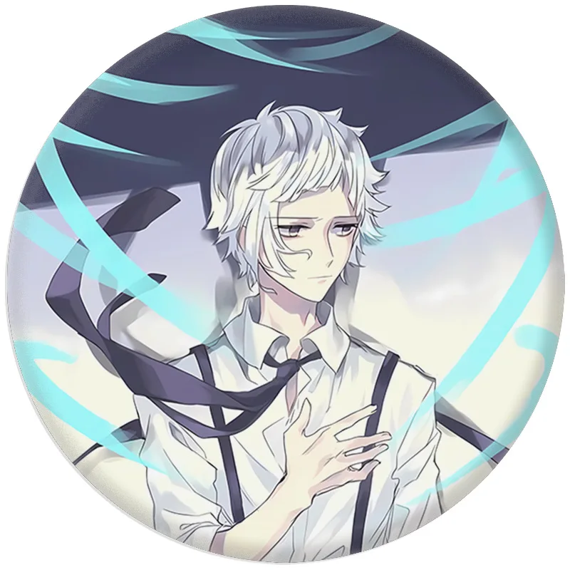 58mm Anime Bungo Stray Dogs Nakajima Atsushi Kenji Miyazawa Cosplay COSTUME Badge Pin SPTE Tinplate Brooch﻿ Prop Xmas Gilf