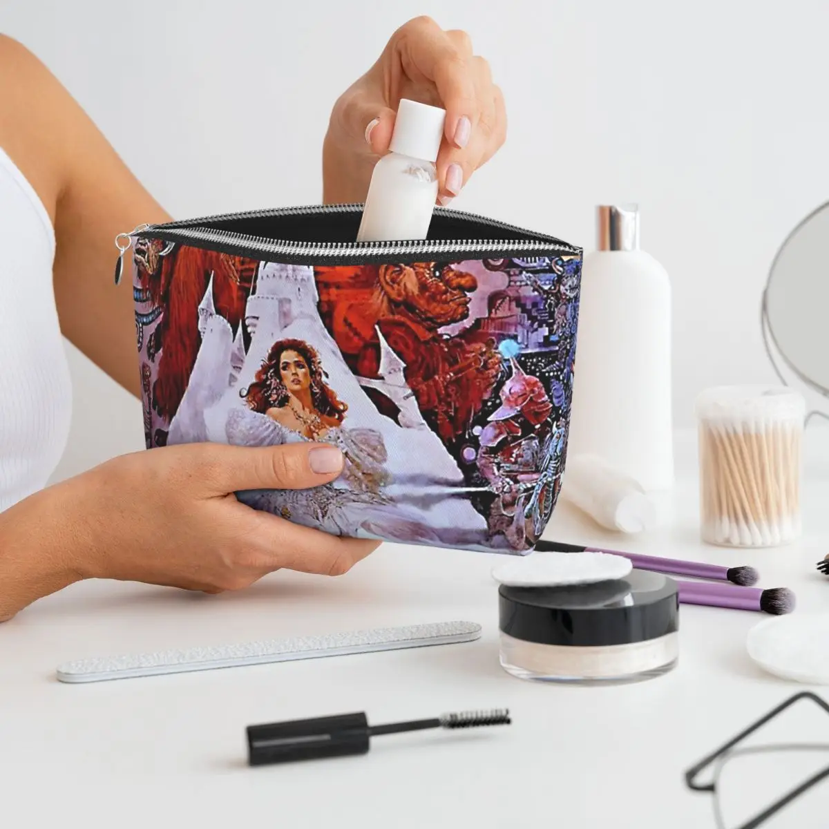 Labyrinth Movie Poster Women Cosmetic Bags Travel Makeup Organizer Pouch Toiletry Storage Dopp Kit Case