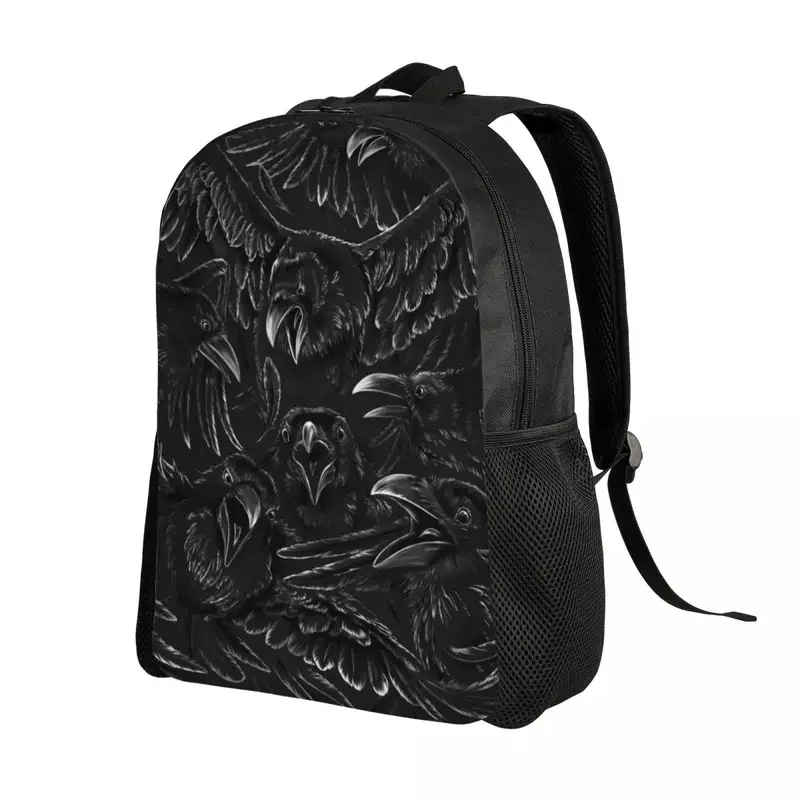 Raven Rage Backpacks for Men Women School College Students Bookbag Fits 15 Inch Laptop Halloween Witch Gothic Scary Crow Bags