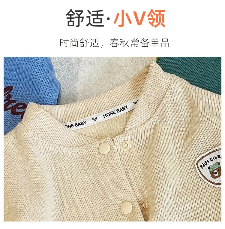 Frühling Herbst Jungen Mädchen Gestrickter Bedruckter Cardigan Baby V-Ausschnitt Langarm-Pullover Jacke Weiche Kinder-Unterwäsche Lässig für die Schule – Detail 6