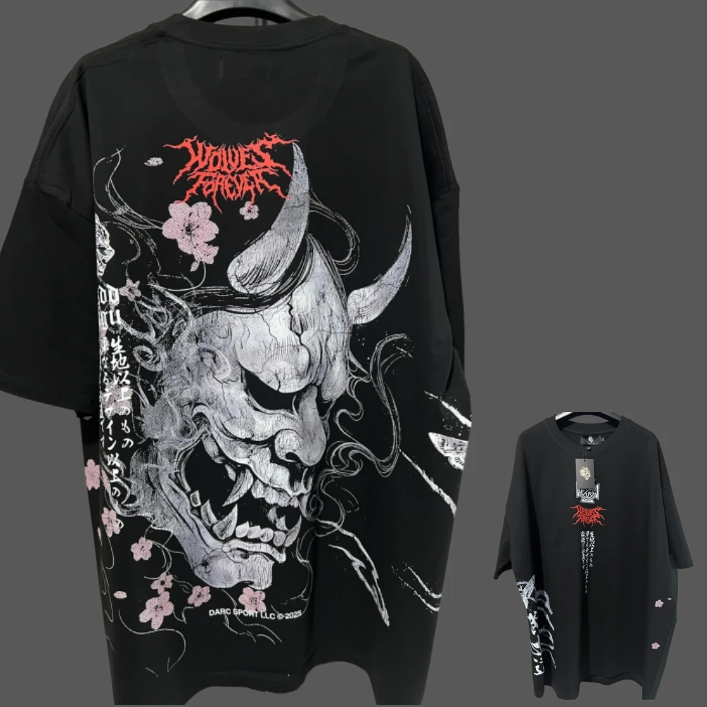

Harajuku 2025 New Japan Gothic BUSHIDO Pattern Black Men T Shirts Retro Men Women Tee Fashion Short Sleeves Cotton Tops US SIZE