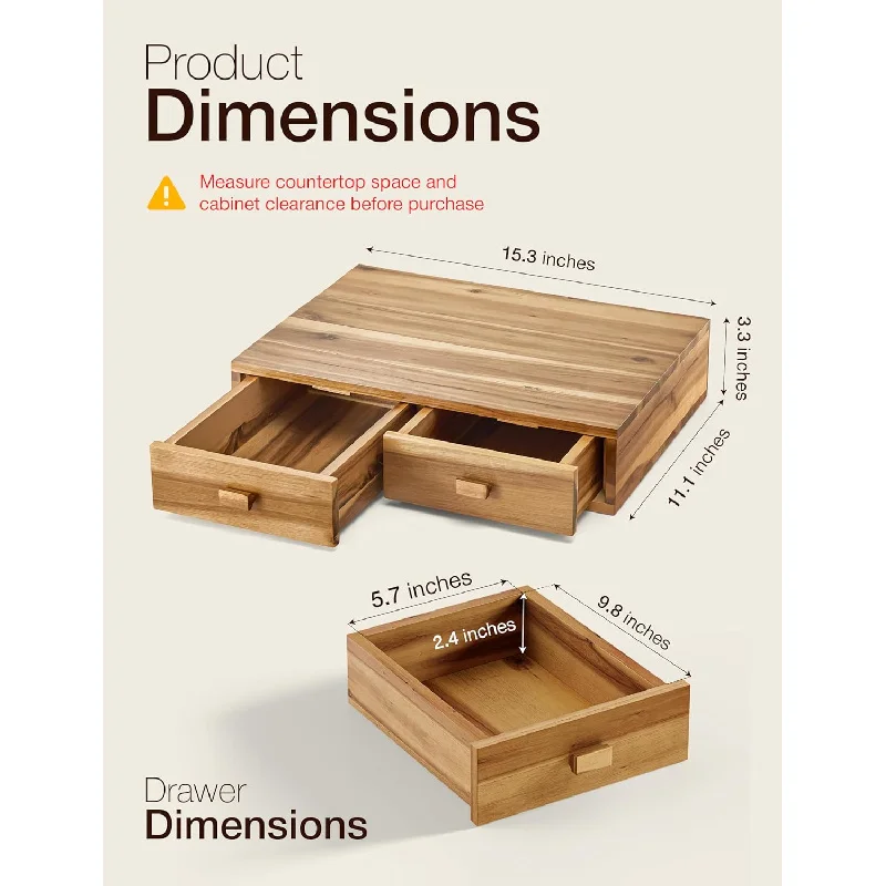 

30 capacity household minimalist Acacia wood coffee capsule storage box, tea storage rack, drawer style bracket