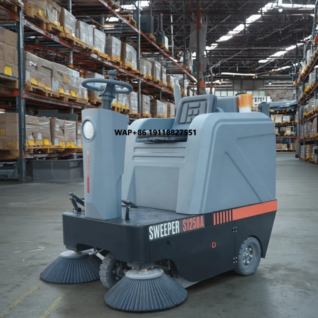 

OEM S1250A Large Industrial Ride-on Electric Floor Sweeper Truck New Condition Automatic Factory Workshop Cleaner Machine