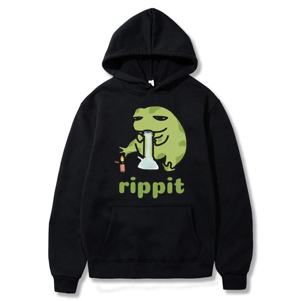 

Rippit Frog Funny Meme Hoodie Men Women Casual Vintage Oversized Sweatshirt Unisex Fashion Brand Clothing Frogs Lover Fans Gife