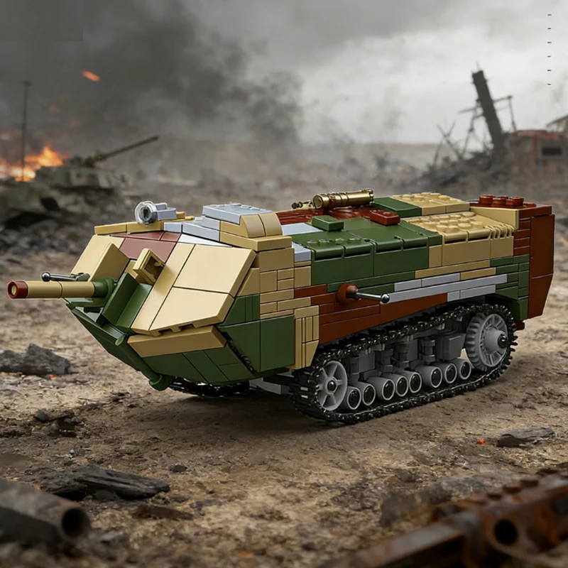 

Armored Vehicle Military Army Building Blocks Set France Saint Chamond Heavy Tank Bricks Construction Toy For Children