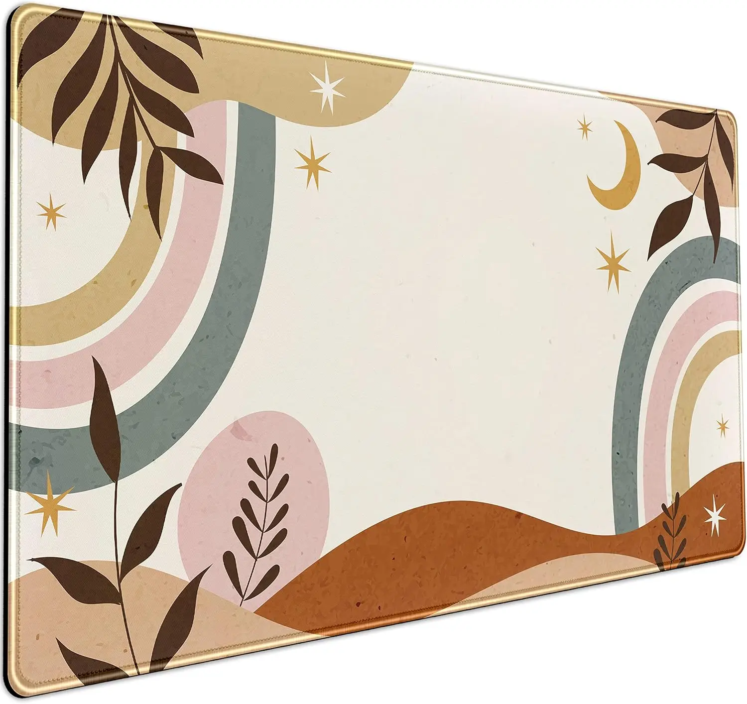 

Abstract Retro Boho Desk Mat – Stars & Moon XXL Mouse Pad in Brown Grey, Aesthetic Plant-Themed Mat for Women’s Office & Gaming