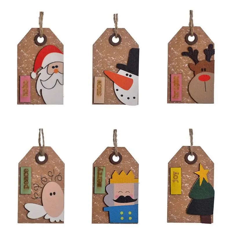 2024 DIY Wooden Christmas Tree Gift Tag Creative Merry Christmas Santa Claus Present Labels Gift Wrapping Supplies For New Year