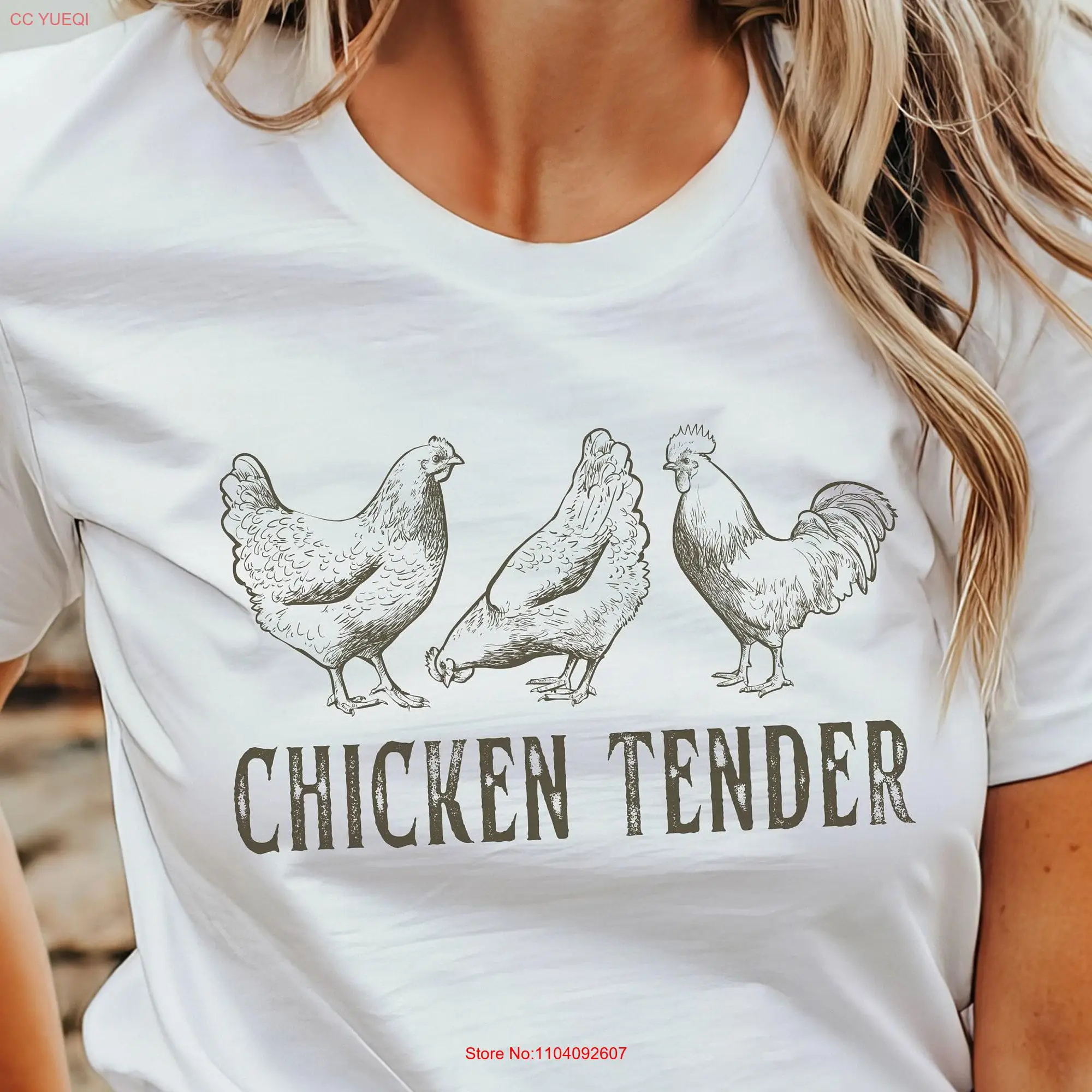 Funny Chicken T Shirt Tender Farm Homestead s Mom long or short sleeves