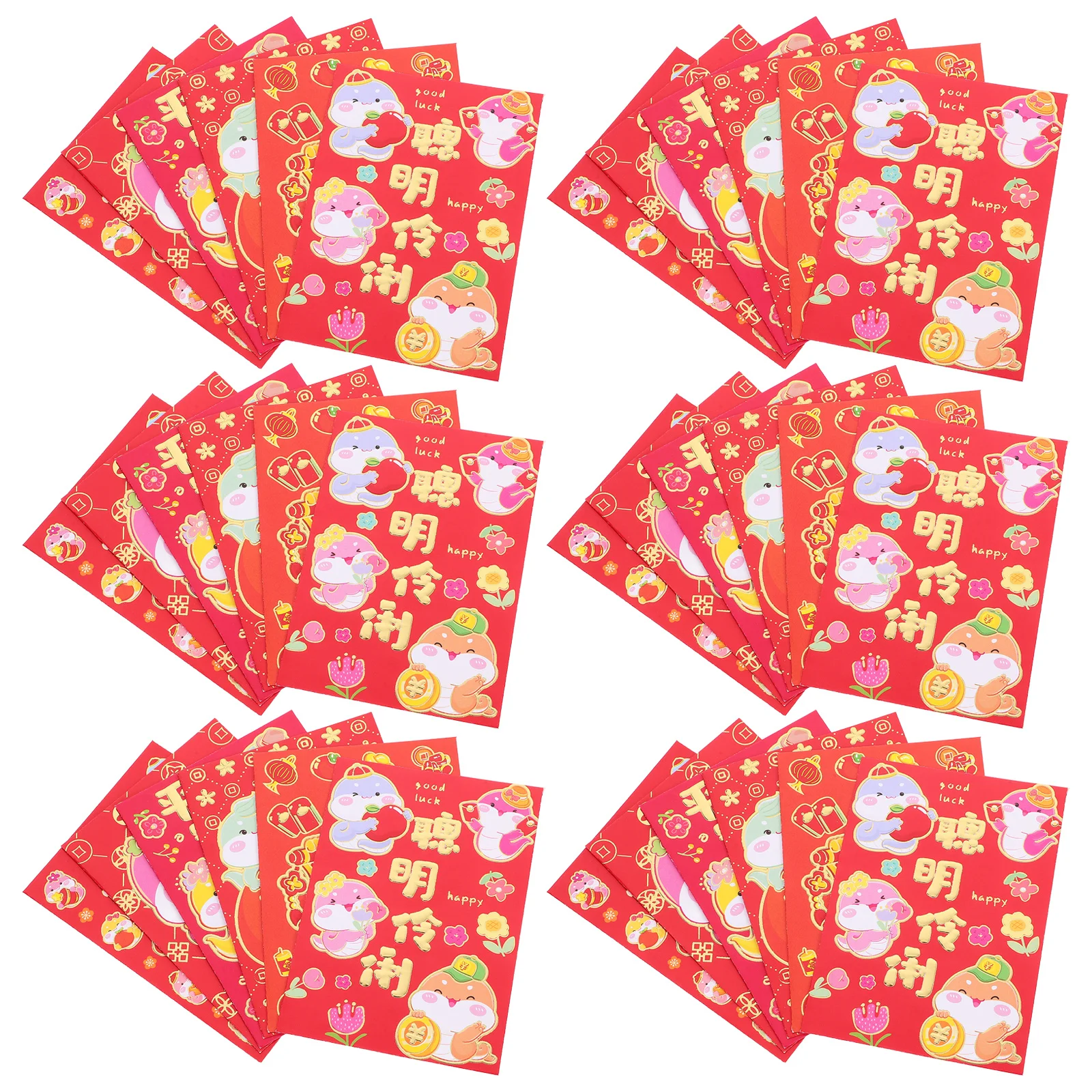 

36Pcs Cartoon Red Envelopes Paper Chinese Lunar New Year Lucky Money Envelopes Decorative Spring Festival Cash Packets