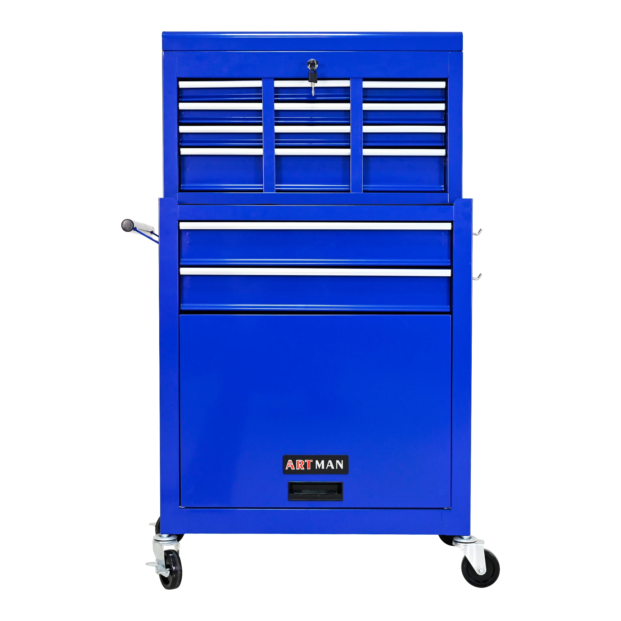 1 Package Steel Rolling Tool Box With Wheels And 8 Drawers, Removable Large Locking Tool Cabinet (For Garage), Locking Mechanic