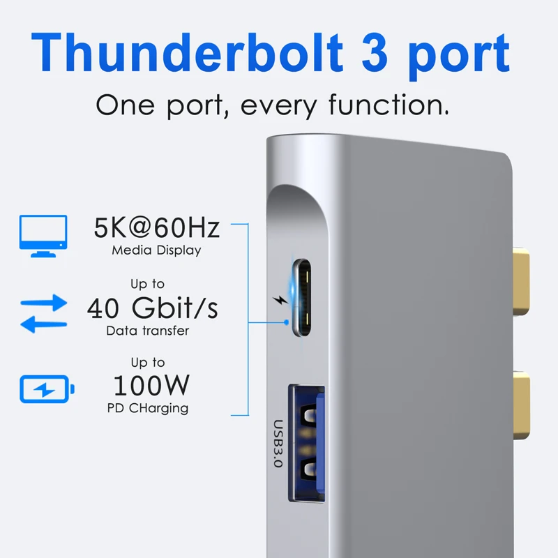 MOKiN Thunderbolt 3 USB C HUB adaptador USB-C a 4K HDMI + 3 * USB3.0 USB C divisor para ordenador portátil Macbook Pro Air iPad estación de acoplamiento