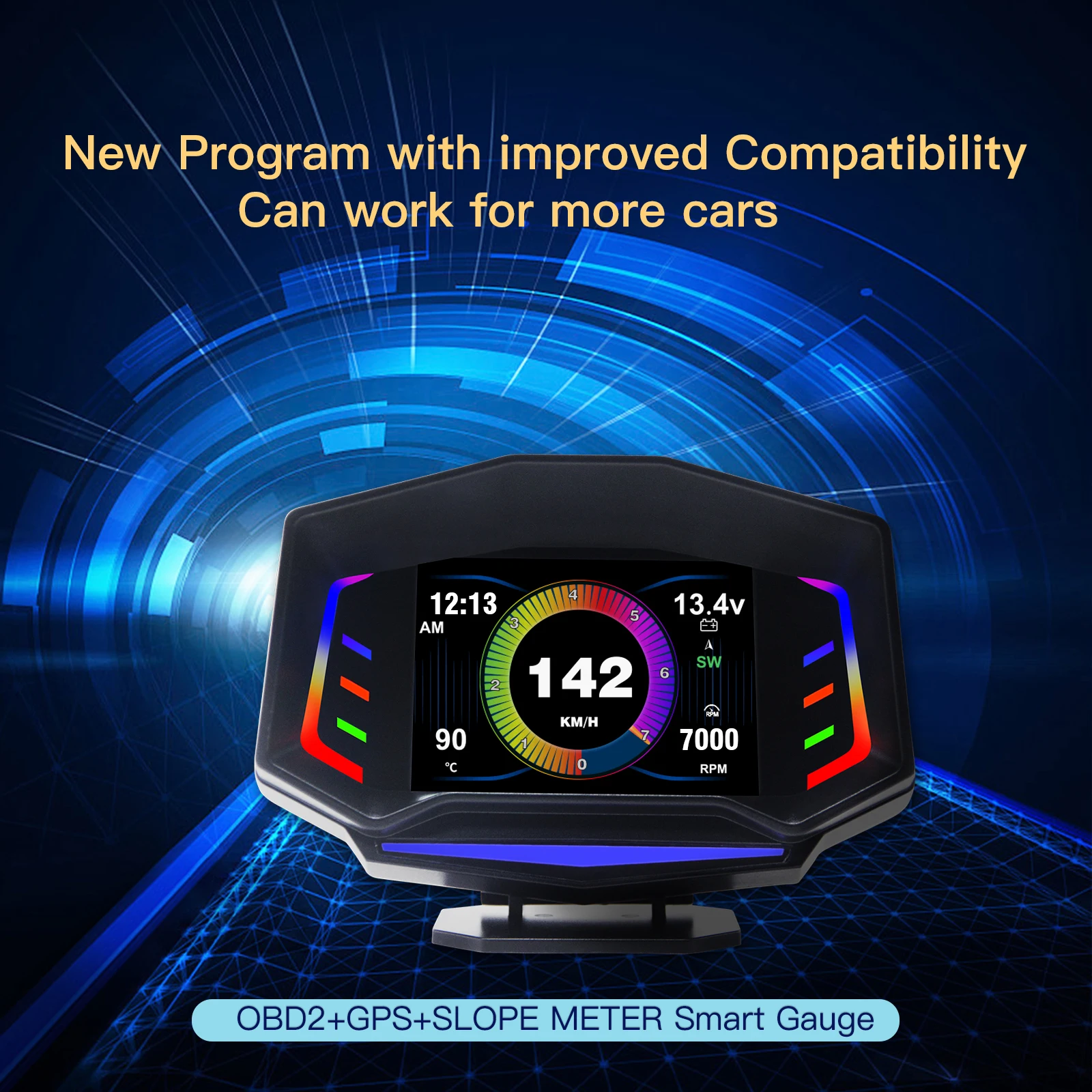 Car HUD Head Up Display AP8, OBD GPS G-sensor Smart Gauge, Works Great for Most Cars