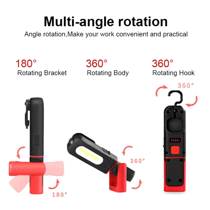 LED Work Light Rechargeable Adjustable COB Inspection Lamp for Camping Repairing Dropshipping