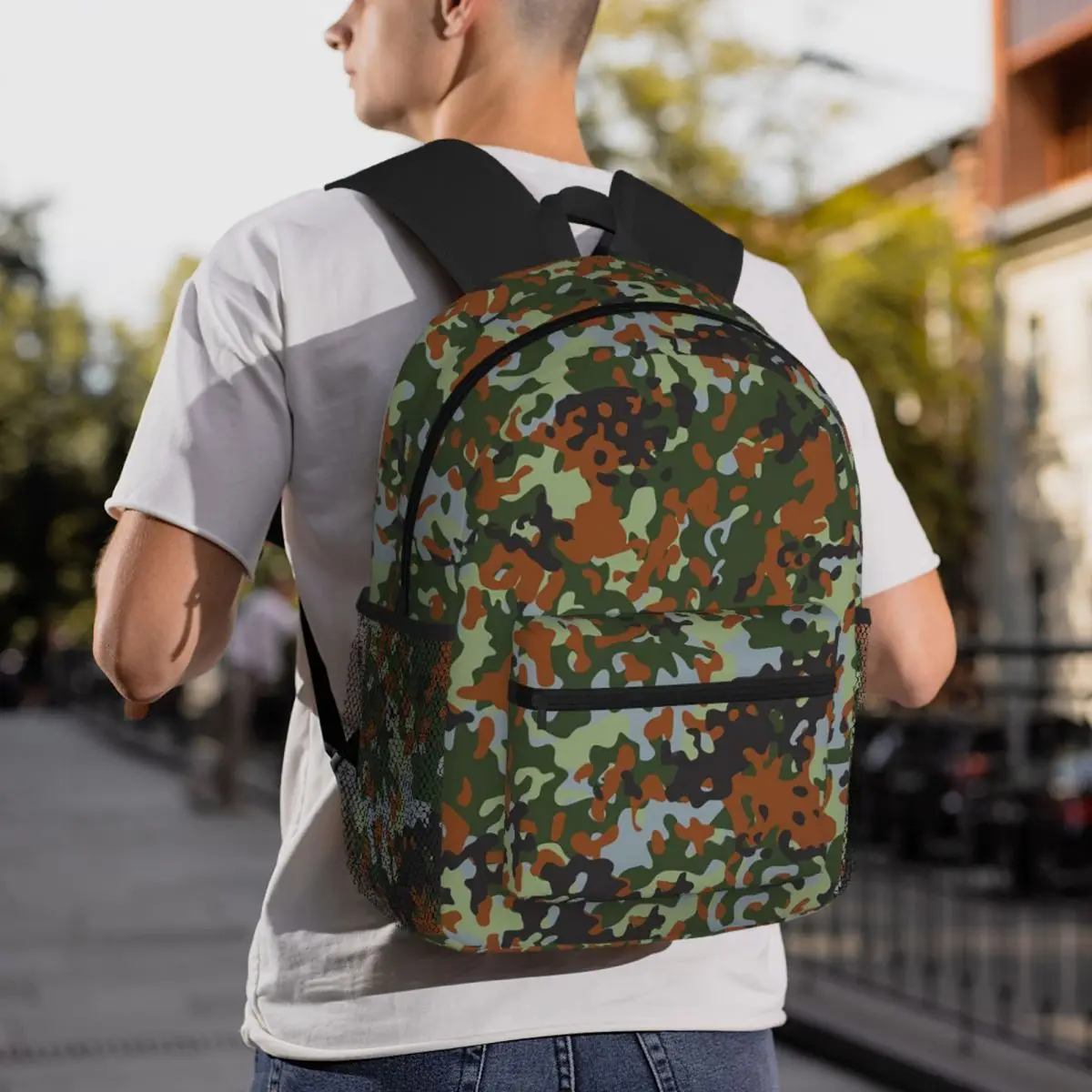 Splintertarn German WW2 Camouflage Army Military Camo Backpack Daypack Large Capacity Kids BookBag School Bag Shoulder Bags