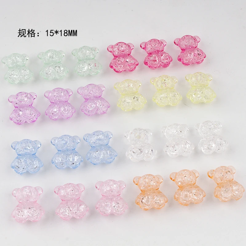 10pcs Color Acrylic Beads Three-Dimensional Bear Beads DIY Jewelry Accessories Bead Material