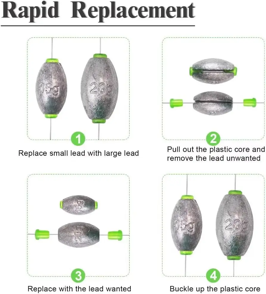 10/20 قطعة مجموعة أوزان البيض سبليت النار الصيد الأوزان مجموعة متنوعة أوزان الصيد القابلة للإزالة أملاح المياه العذبة قطرة النار #6