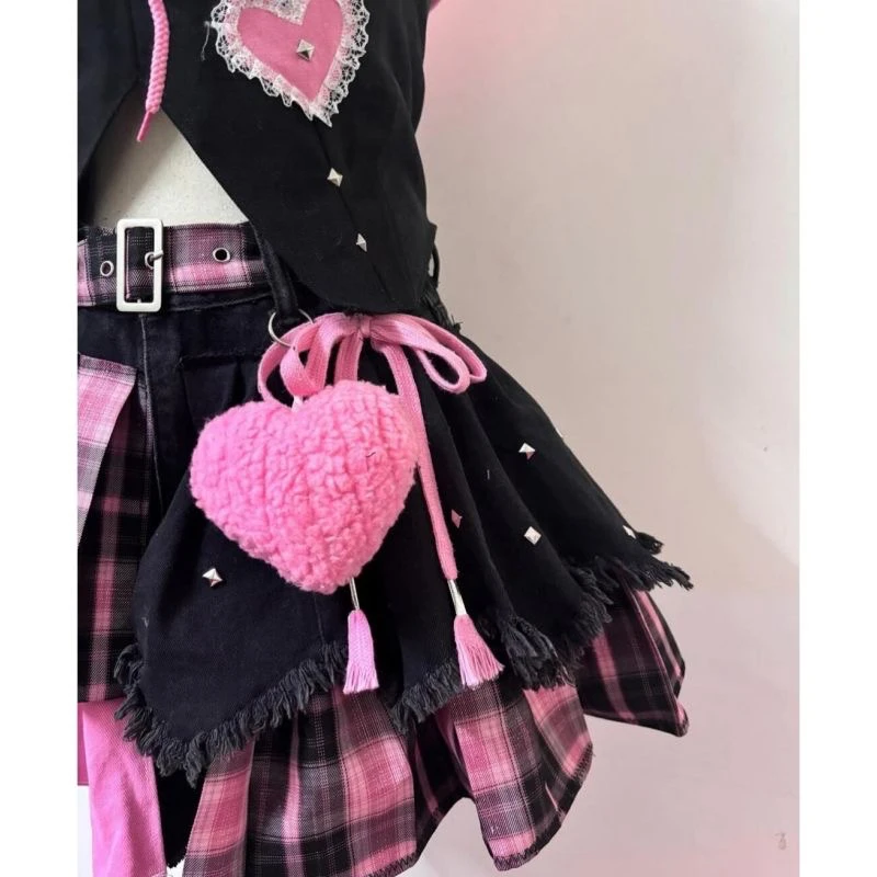 Harajuku Aesthetic Y2k Skirt Set Summer New Sweet Cool Hooded Neck Top Mini Skirt 2-piece Set Punk Sexy Hot Girls Jk Streetwear