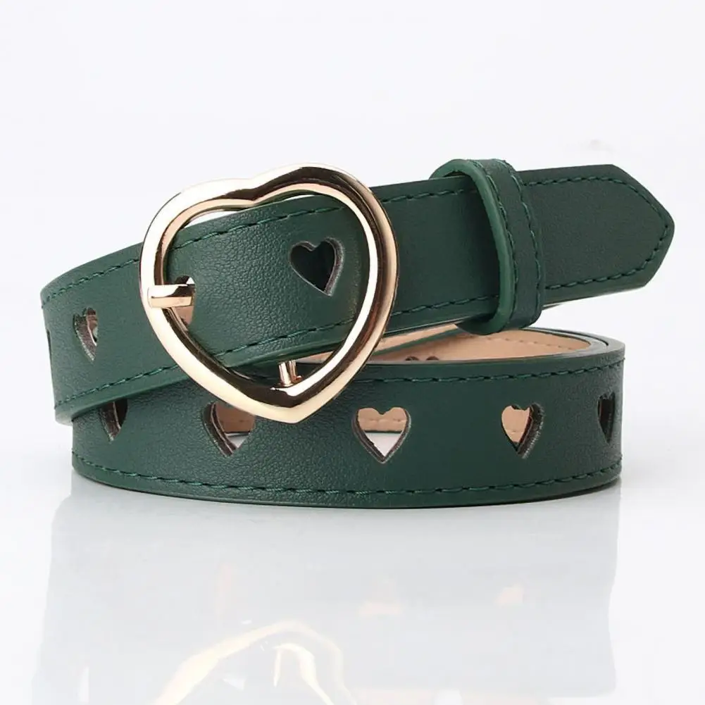 

Hollow Belt for Women Sweet Girl Dress Belt Heart-shaped Buckle Belt with Hollow Design Adjustable Faux for Women for Stylish