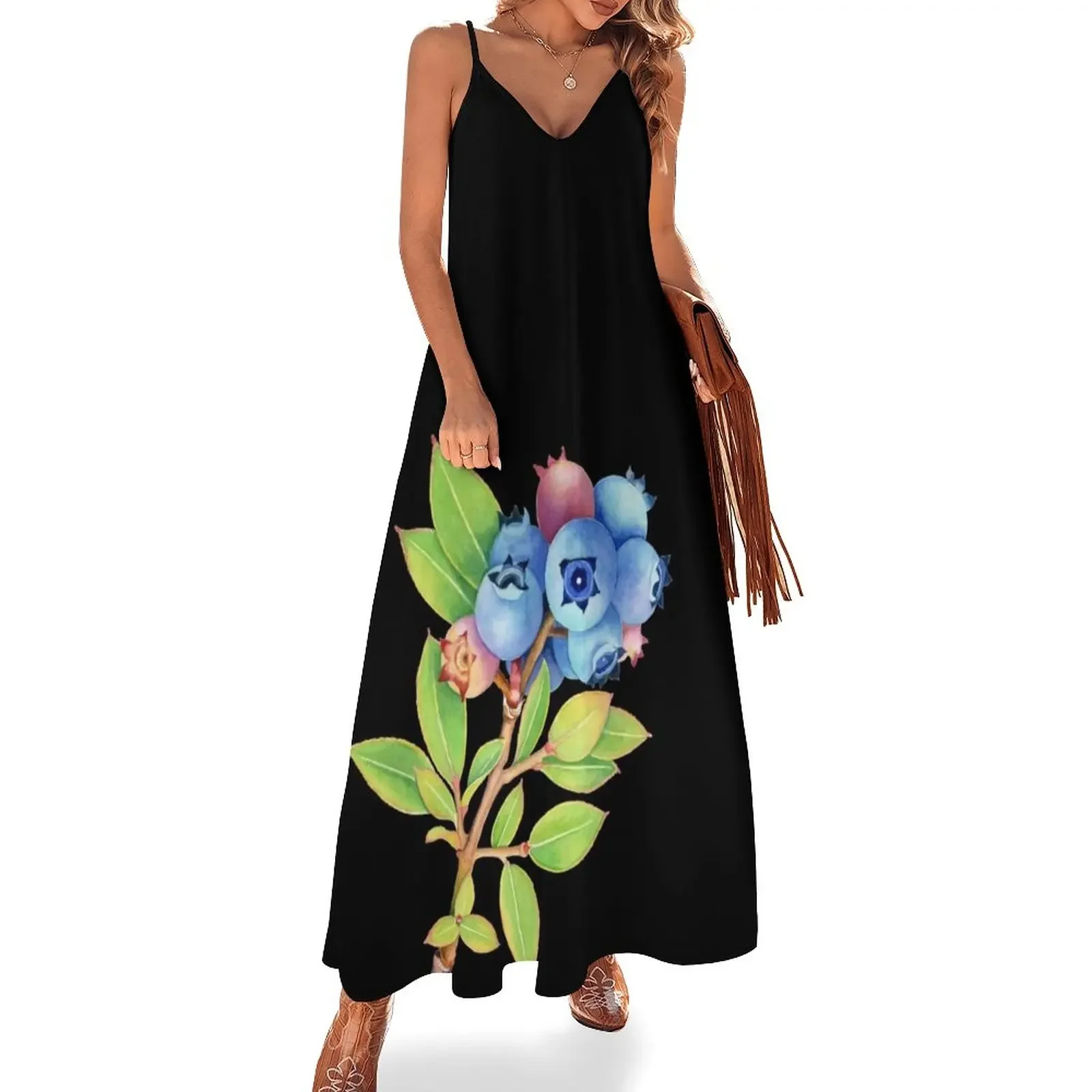 Wild Maine Blueberries Sleeveless Dress dress women summer 2025 summer dress woman 2025 Long dresses