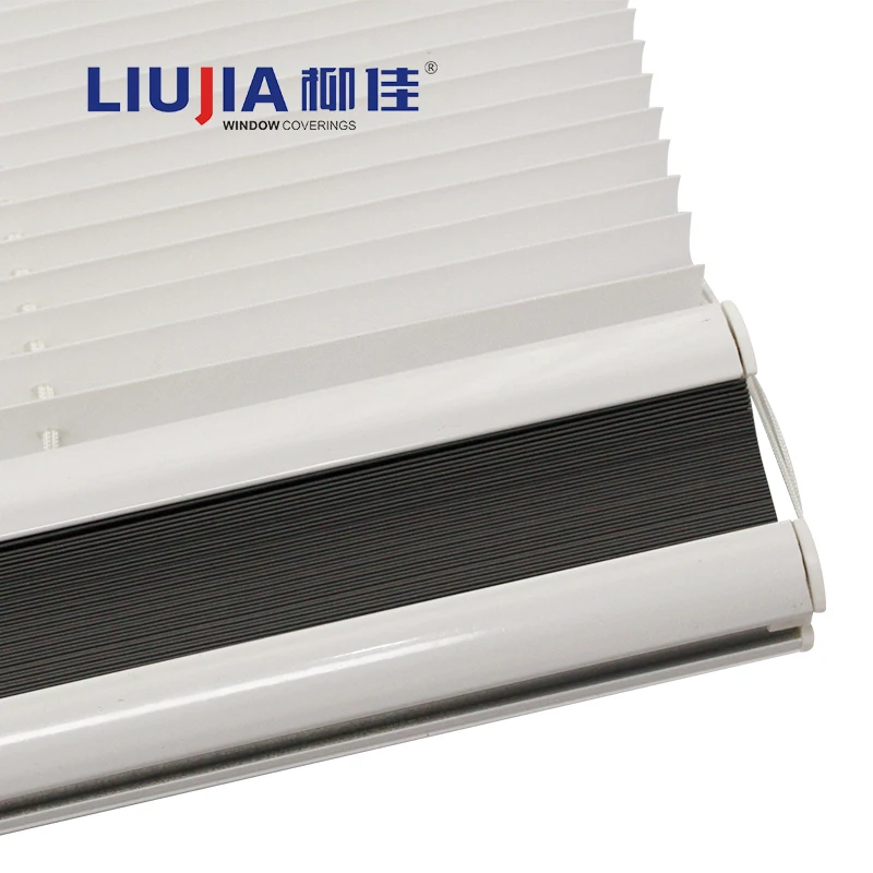 Customized Double Cell Sheer  Heat Resistant Adjustable Cordless Blackout Day Night  Motorized Honeycomb Blind