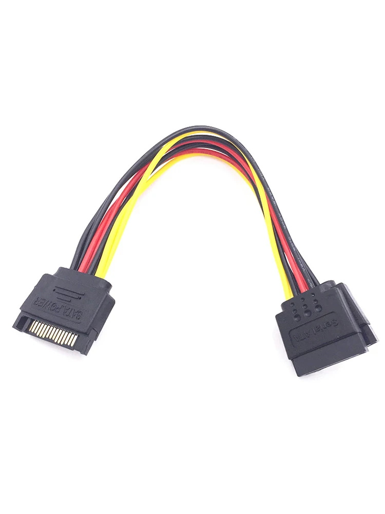 SATA II Hard Disk Power 15Pin SATA Macho para 2 Fêmeas 15Pin Power HDD Splitter Cabo de Extensão