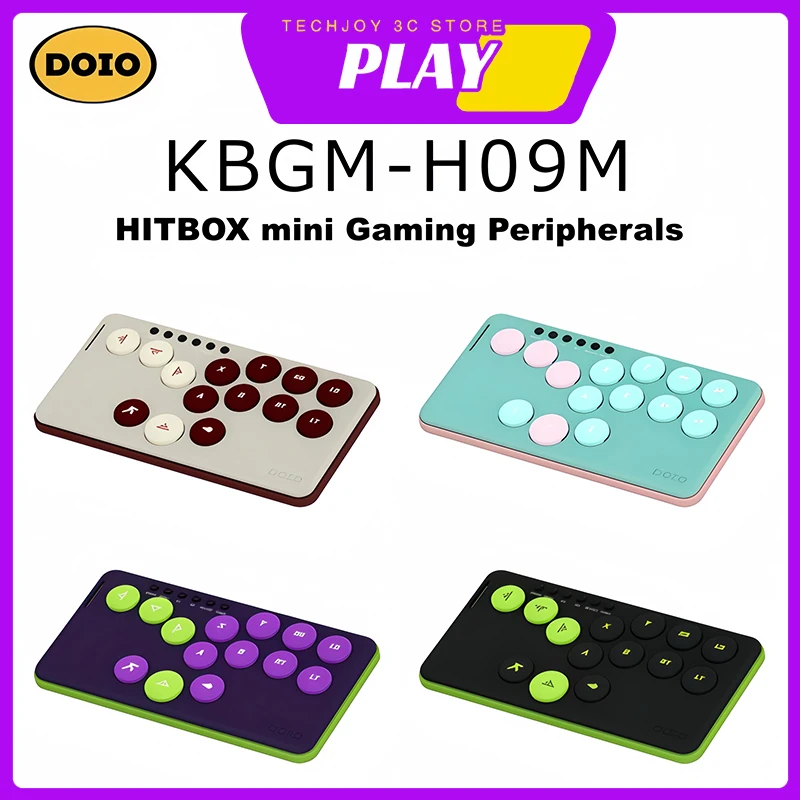 DOIO HITBOX KBGM-H09M Aluminum Alloy Mechanical Keyboard Wired Mini Portable Gaming Keyboard Joystick Arcade Fighting PS5 Custom