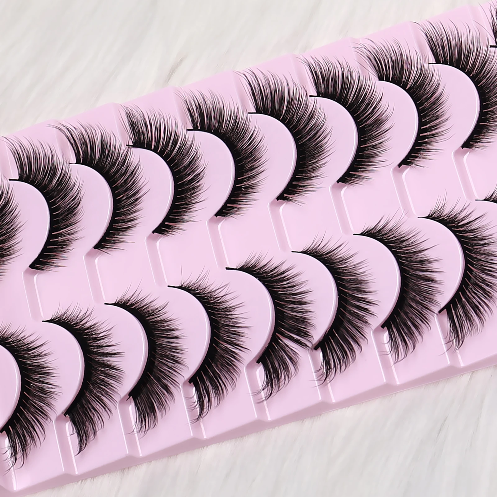 10 paia di ciglia finte C Curl Fox Eyes: morbido visone sintetico riutilizzabile, lunga durata, facile da applicare, perfette per il trucco di feste/dieri