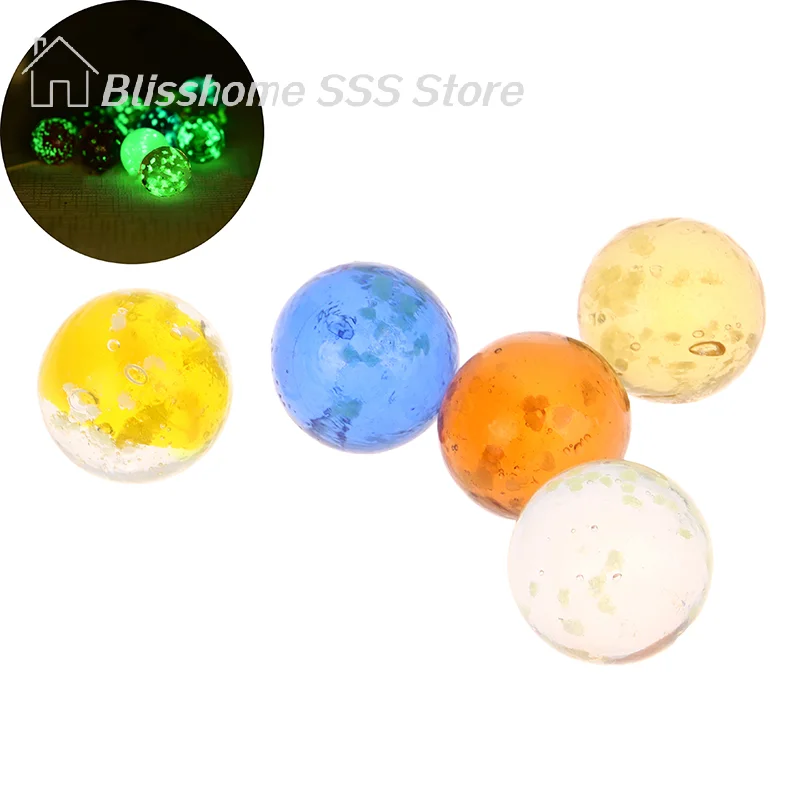 【S】5Pcs 1.6MM Luminous Glass Ball Glass Marbles Colorful Assorted Marbles Glow In The Dark Pinball For Kids Marble Games