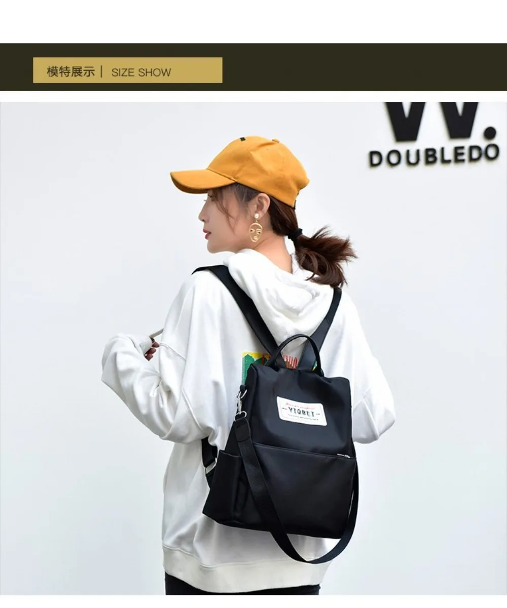 Wasserdichter Oxford-Rucksack mit hoher Kapazität, Diebstahlsicherer, leichter Reise-Tagesrucksack, einfarbig, vielseitige Umhängetasche für Damen – Detail 14