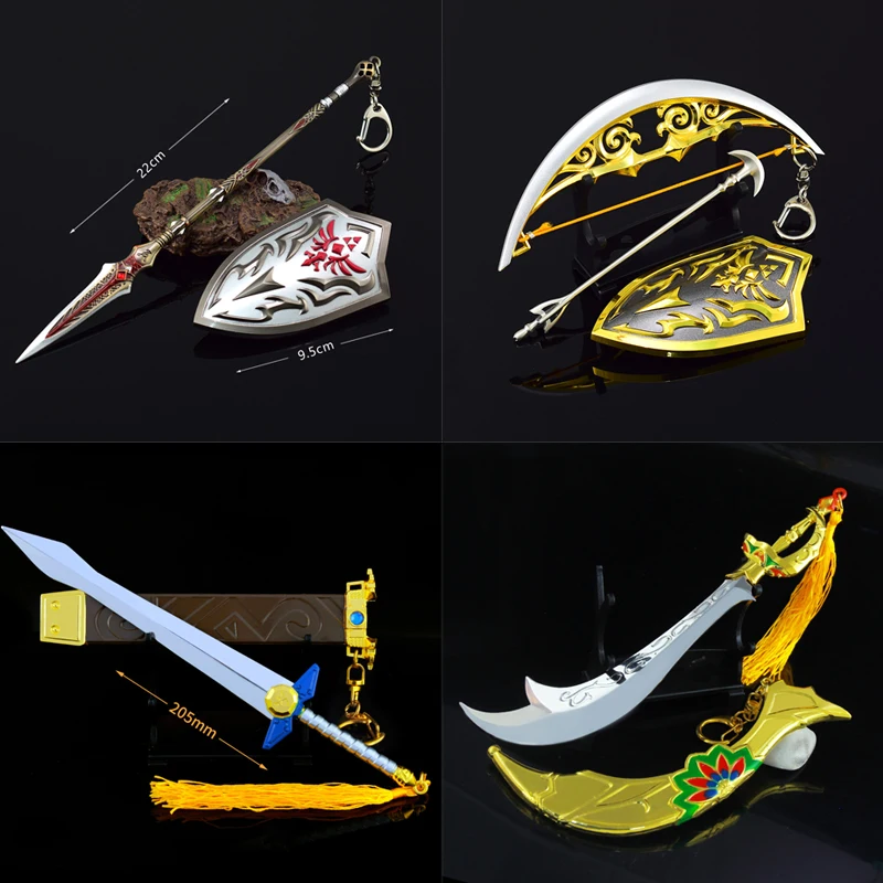 LLavero de Metal de la leyenda del reino de Zelda, Arma de lágrimas, héroe, maestro, espada, Hailia, escudo, Arma de sacrificio, juguete para fanáticos, regalo de decoración, nuevo