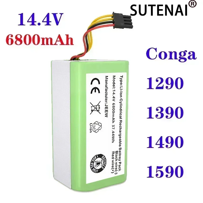 2022 nueva batería de iones de litio de 14,4 v 6800mAh para Cecotec Conga 1290 1390 1490 1590 aspiradora Genio deluxe 370 gutrend echo 520