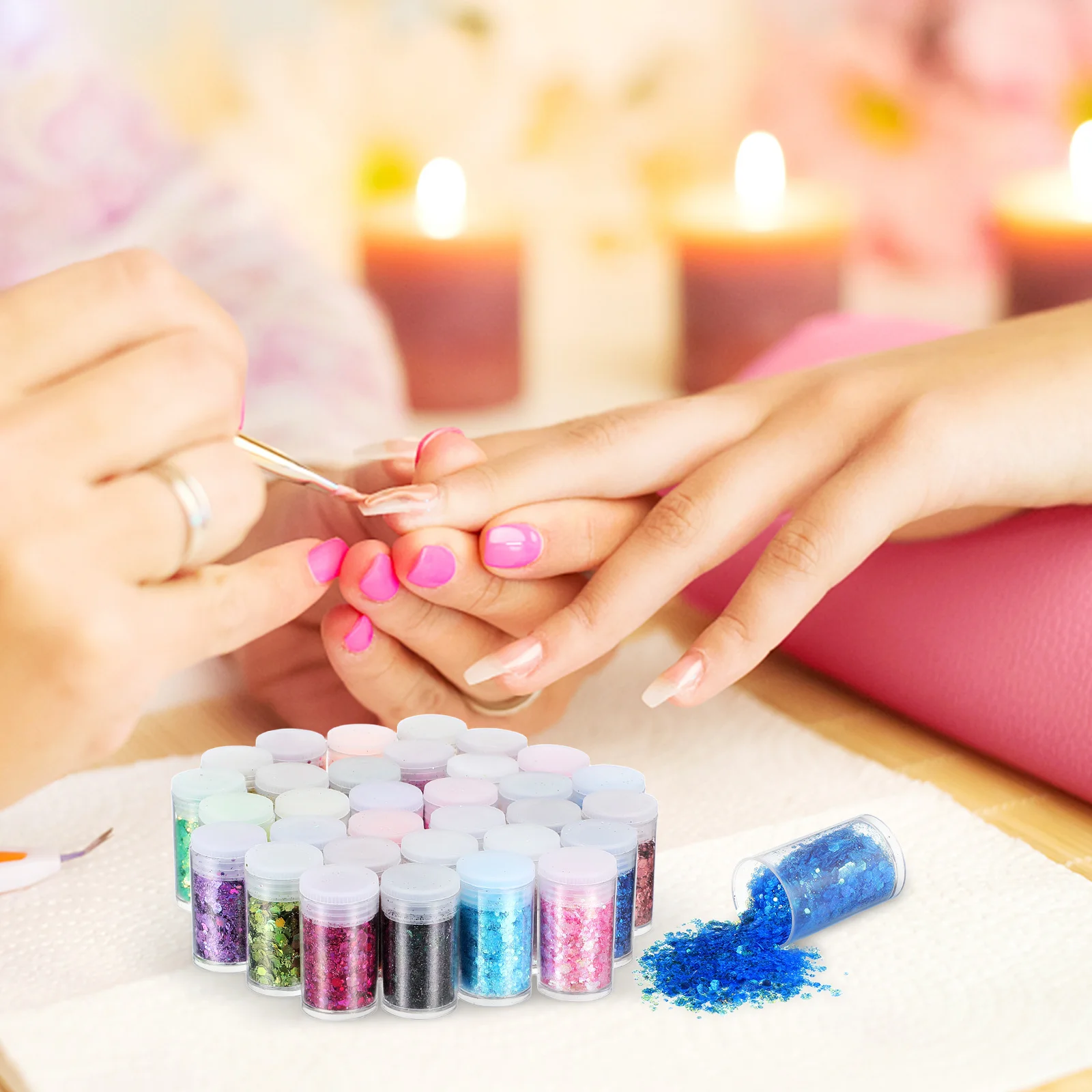 

Nail Glitter Flakes Colored Fine Shimmer Powder For Gel Nails Manicure Craft Decoration Valentine'S Day Nail Art