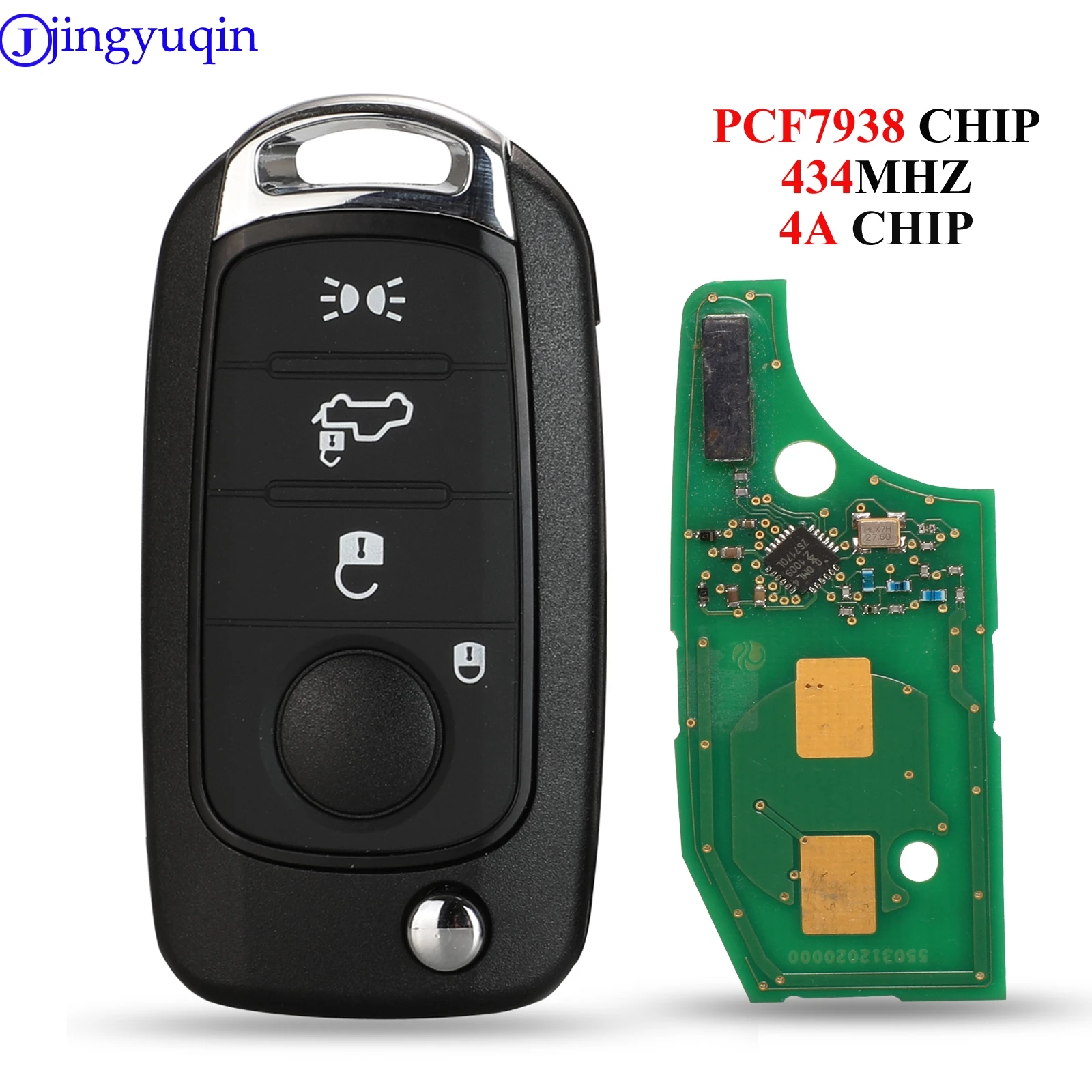 jingyuqin 3/4 Przyciski 434MHz 4A Chip PCF7938 Remote Key Dla samochodów FIAT TYP Toro 500X Z nowego pilota