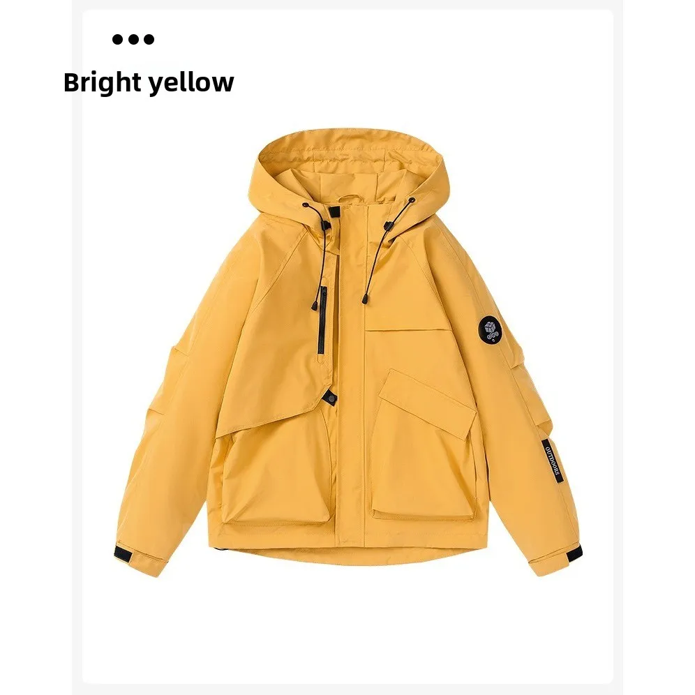 

Мужской ветрозащитный костюм Jaet с капюшоном, весенне-осенний альпинистский костюм, длинная застежка-молния, цвет молодежной моды, свободный крой