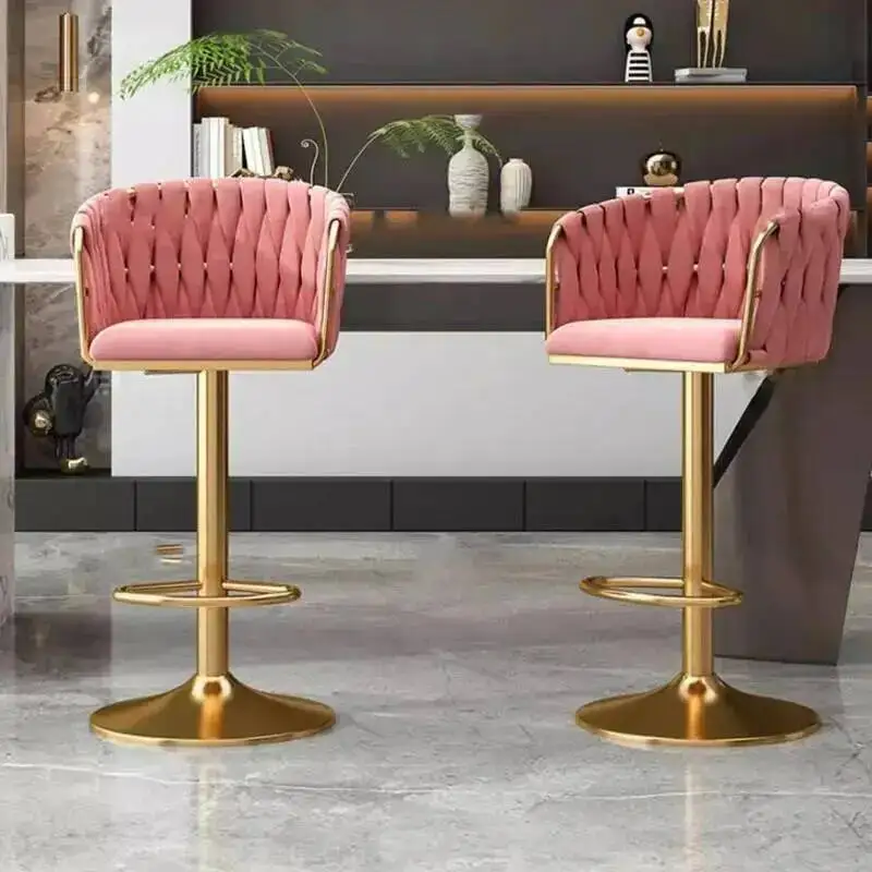 

Back Modern Adjustable Simple Bar Lounge Chairs Design Swivel Nordic Chair Velvet Gold Comfortable Barkrukken Home Furniture