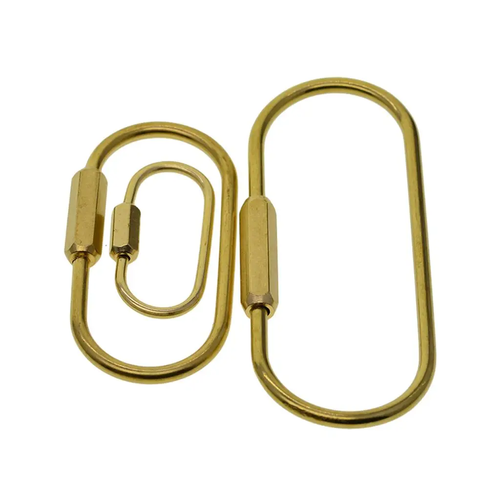 

3x Newly Brass Lock Screw Climbing Gear Carabiner Quick Links Hook