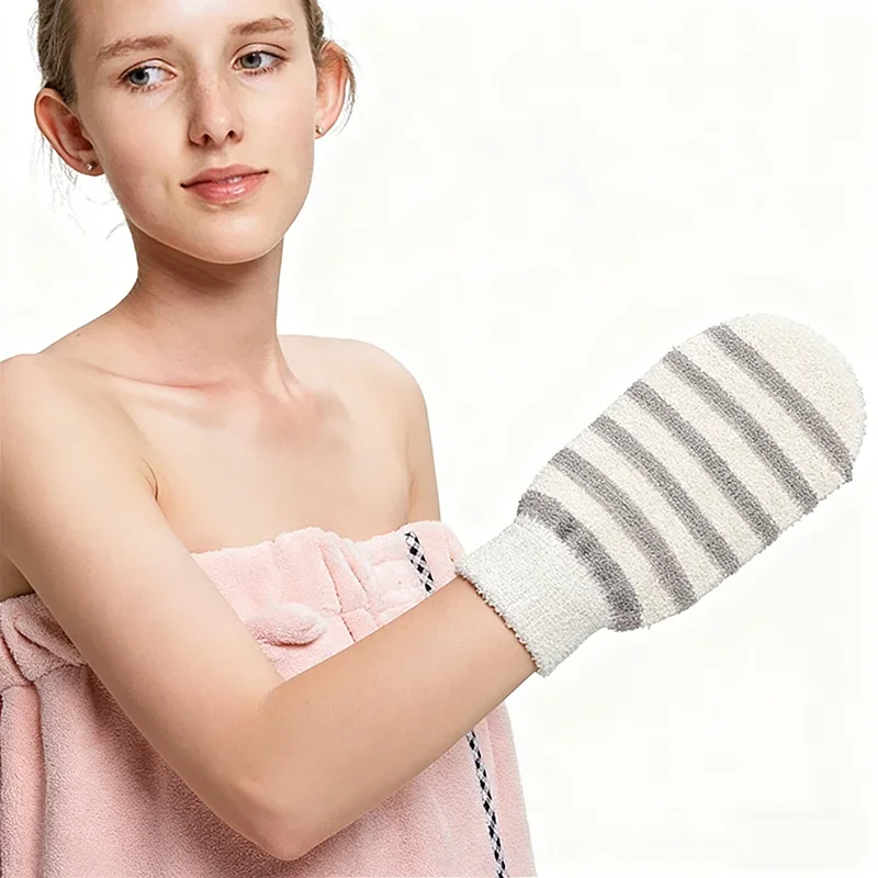 Luva de banho esfoliante de cânhamo, fibra de bambu natural, limpeza profunda, dupla face, remoção de pele morta, luvas, suprimentos de banho, 1 peça