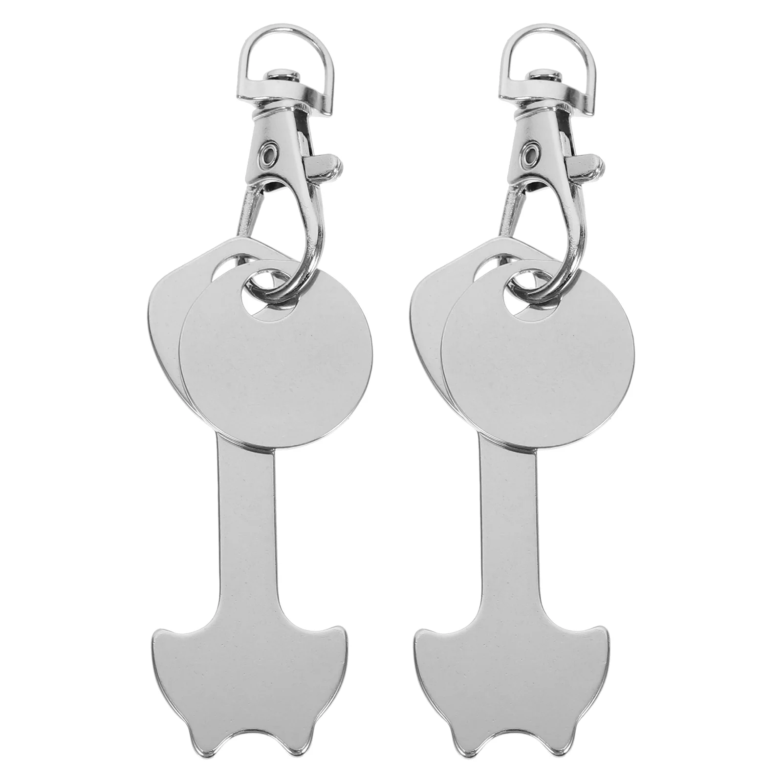 2 Sets Cart Token Shopping Trolley Hanging Tokens Key Rings Coins Metal Practical Buckle Zinc Alloy for Chain Keychain