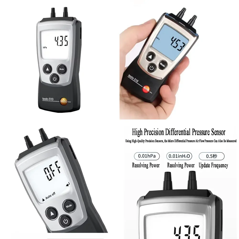 2026 for Testo 510 digital differential pressure meter with temperature compensation 0 to 100 hPa auto ranging manometer for