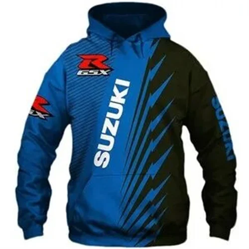 Imagen 2 del producto Ropa deportiva de estilo callejero Suzuki con estampado 3D de otoño e invierno para hombre, ropa deportiva informal retro a la moda para motocicleta, ropa cálida