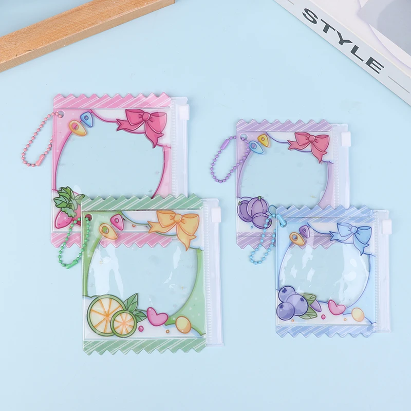 1Pc Cute Cartoon Transparent Candy Bag 58MM/75MM Props Badge Storage Display Bag Pendant Protective Shell Card Sleeves Bag