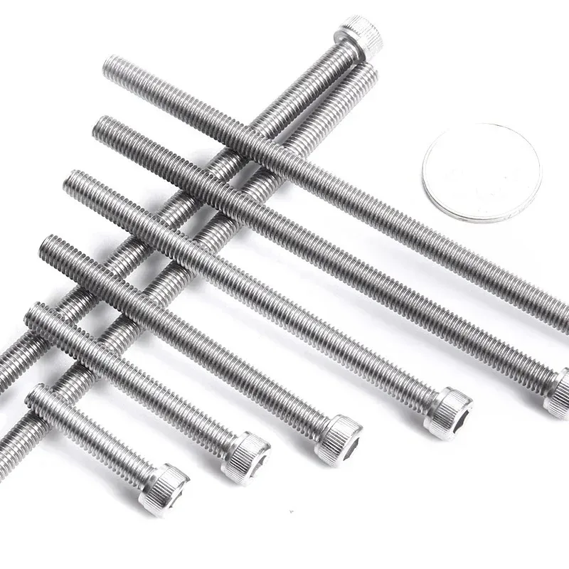 10/20PCS M3x70mm-130mm DIN912 304 Stainless Steel Inner Hexagon Lengthen Screw Knurled Cup Head Bolts Extra Long Screws Bolt