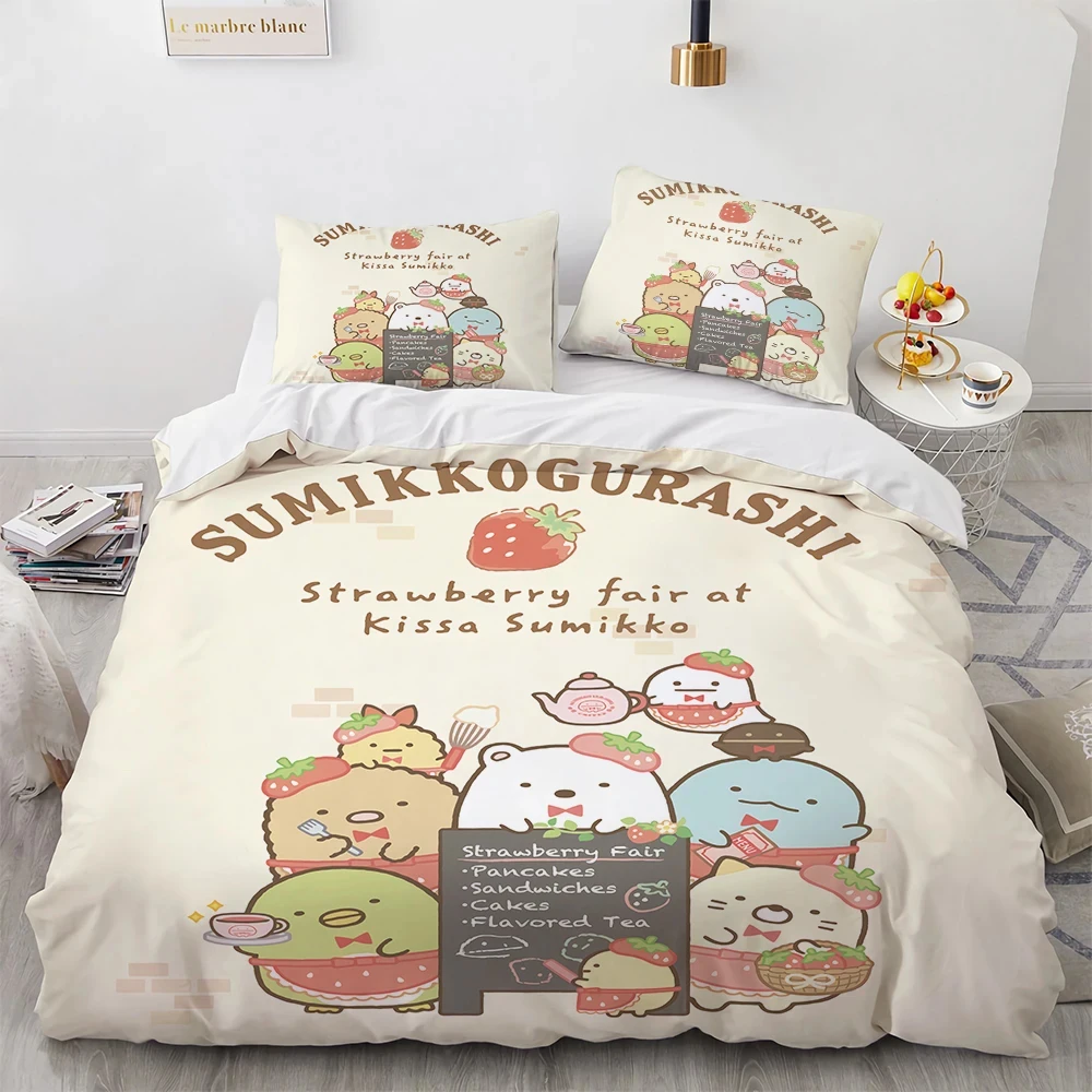 3D Anime Kawaii Cartoon Sumikko Gurashi Bedding Set Double Twin King Duvet Cover Comforter Pillowcase Boys Girls Adults Bedroom