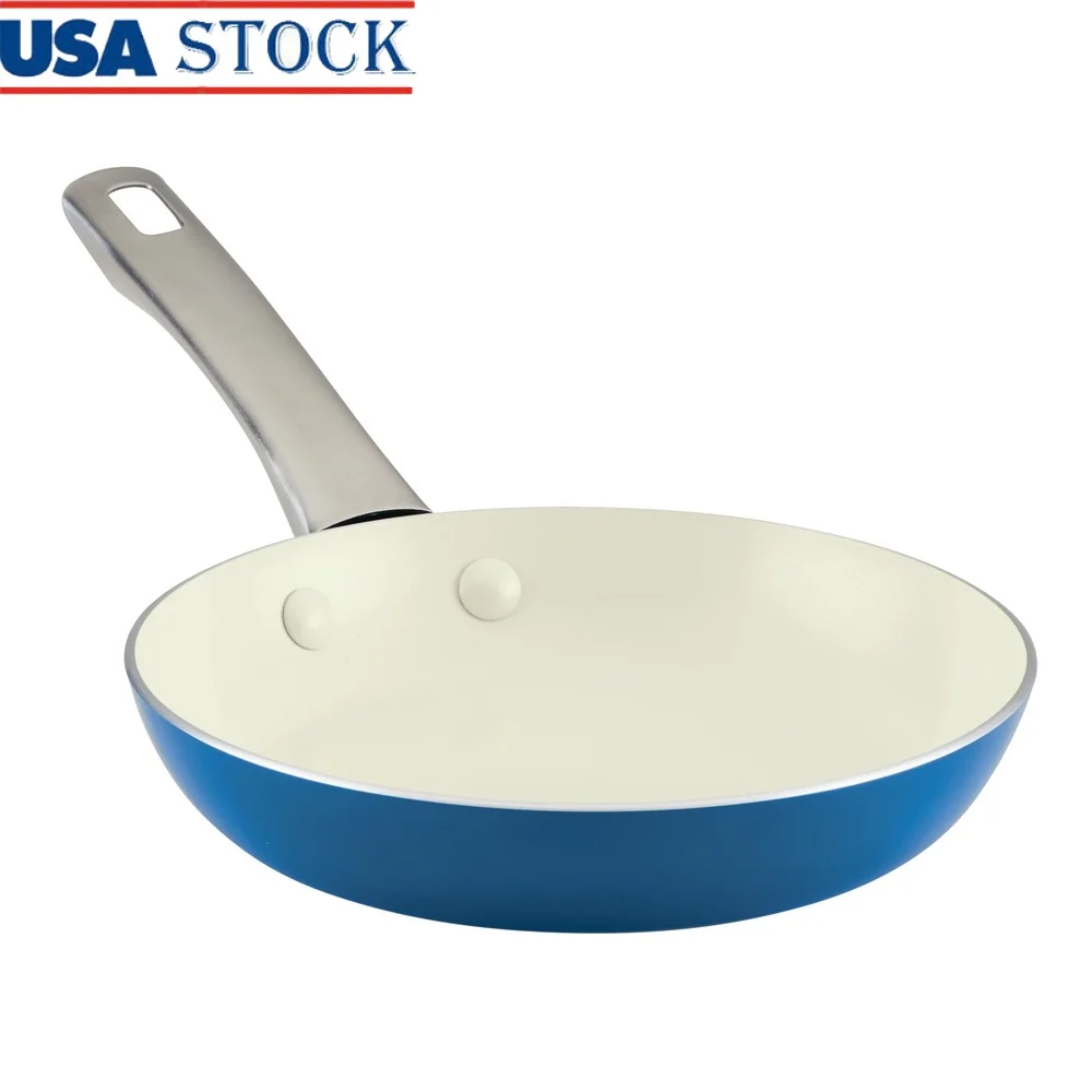 

Vibrant Blue Ceramic Nonstick Frying Pan 8 inch Oven Safe Dishwasher Safe Healthy Cooking Aluminum Heat Distribution