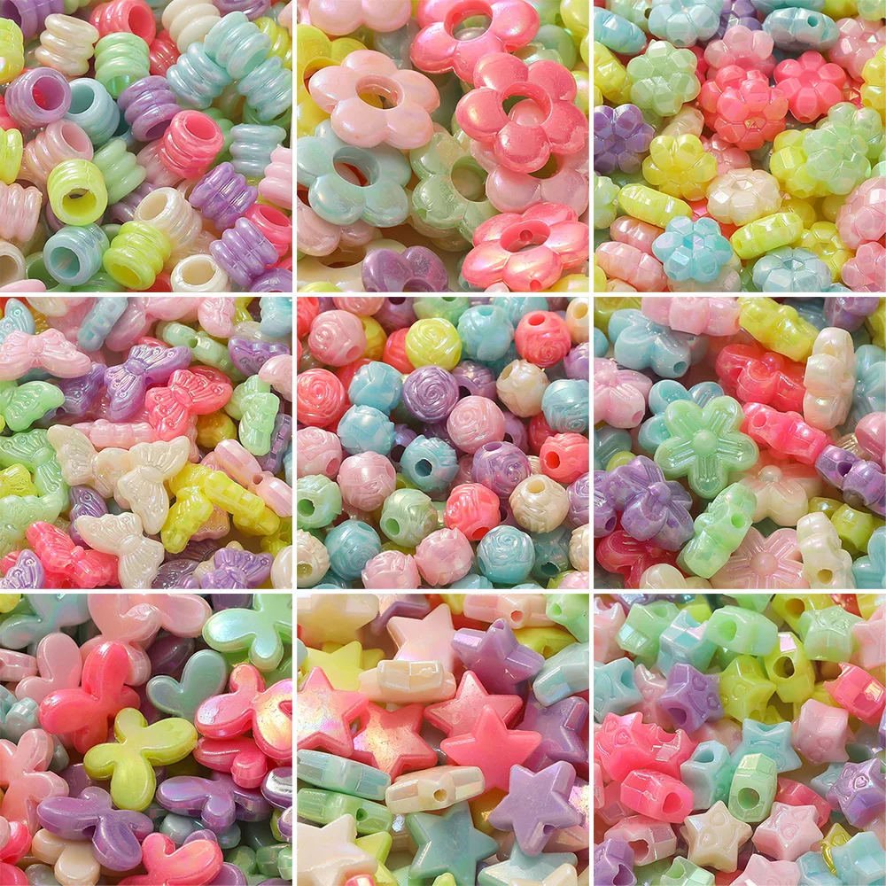

100/50Pcs/lot Acrylic AB Color Beads Mix Shape Loose Spacer Beads for Jewelry Making DIY Bracelet Necklace Accessories