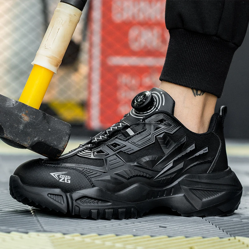 Sapatos Waliantile de segurança para homens, botas à prova de punção, toe masculino sem renda, tênis indestrutível, luxo